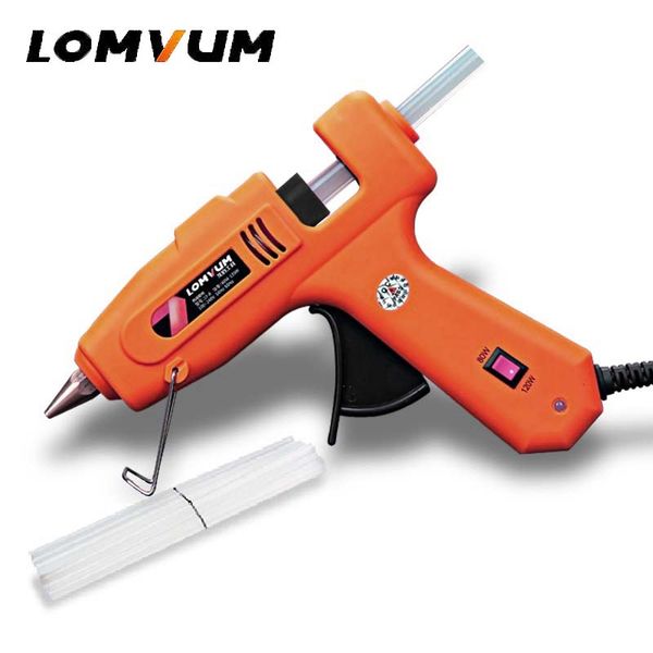 

lomvum new color professional high temp melt glue gun 150w graft repair heat gun pneumatic diy tools 15 glue sticks