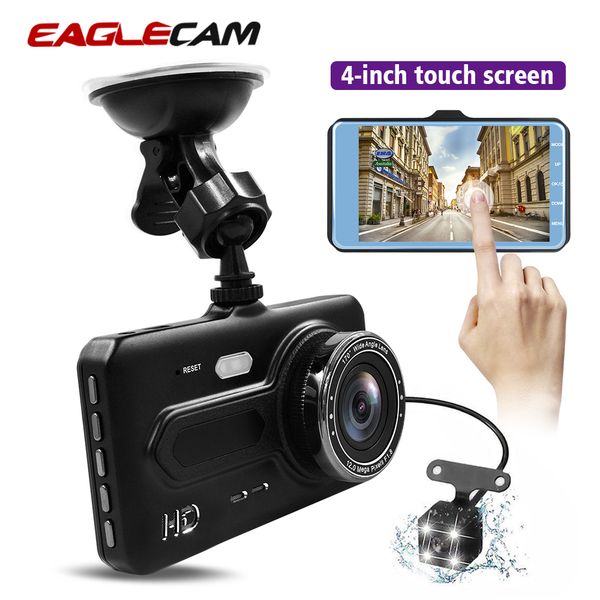 

car dvr t686 plus 4" touch screen dash cam two camera dual lens rearview auto recorder night version