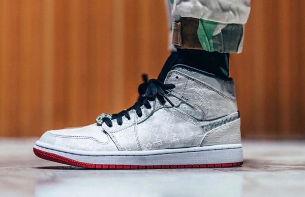 

новые аутентичные clot х воздуха высокий 1 mid бесстрашный мужчины баскетбол обувь woven nylon верхняя ретро спорта кроссовки cu2804-100 с к