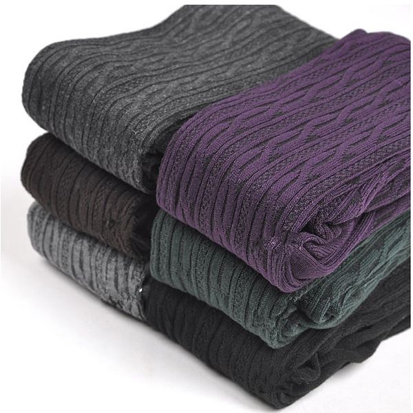 

new spring autumn winter cotton knitted stockings 7 colors women warm twist striped tights 2 designs pantyhose female, Black;white