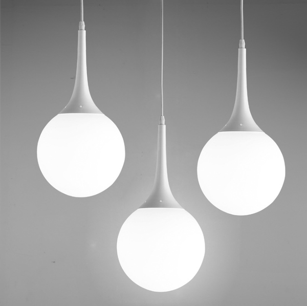 

minimalist living room bedroom modern milk white glass ball pendant light