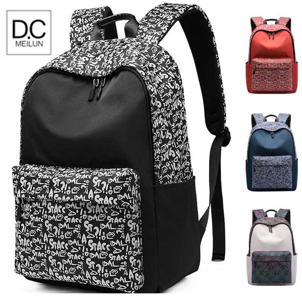 

new cool letter m reflective trend backpack new fashion wild oxford cloth bag middle school students leisure school bag