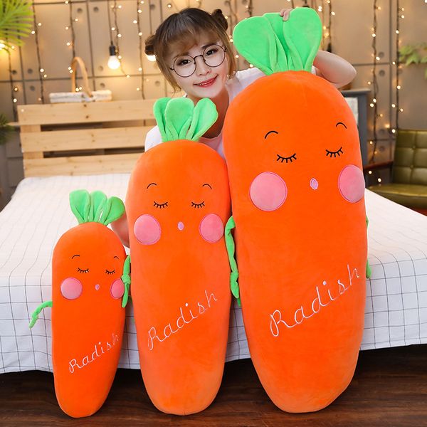 

1pc 50/70/80cm cartoon carrots eggplant cucumber plush toy simulation vegetable pillow dolls stuffed soft toys for children gift