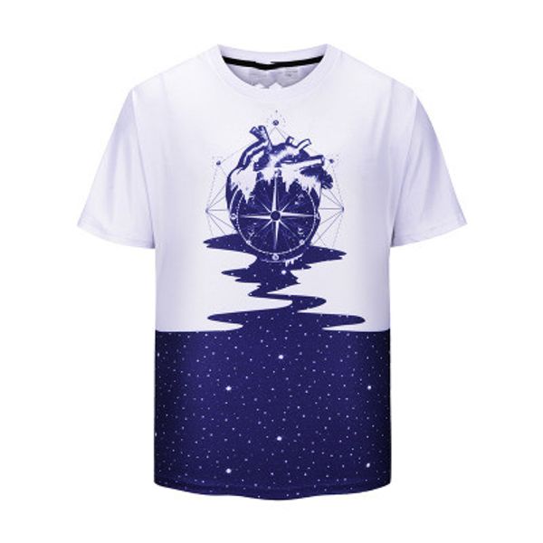 

2019 new fashion trend menswear creative star heart printed t-shirt street youth shirt shirt sale, White;black