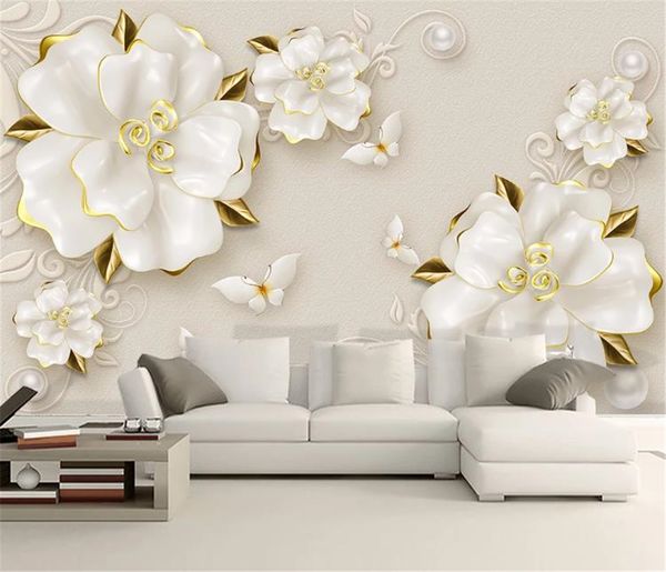 

3d wallpaper hd 3d embossed rose beige jewelry living room bedroom background wall decoration mural wall paper