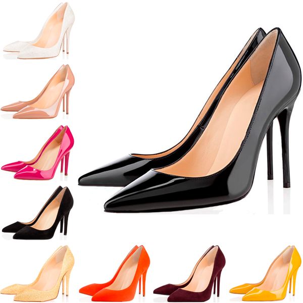 

ace luxury designer women shoes red bottom high heels 8cm 10cm 12cm white black yellow leather pointed toes pumps wedding dress shoes 35-42
