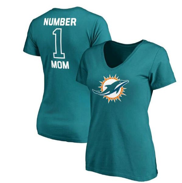 

women's miami mothers day dolphins pro line royal #1 mom v-neck t-shirt gift for mother ing, Black