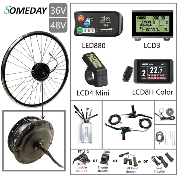 

someday 36v/48v 500w electric bicycle conversion kit 16''-29'' 700c brushless gear front hub moto wheel for electric bik