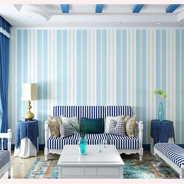 

полосатые обои 3d утолщение средиземноморские полосы романтический простой современный детская комната спальня гостиная тв фон decorati