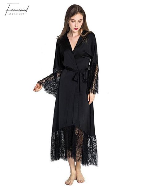 

women lingerie silk sleepwear lace summer patchwork sleepwear lingerie chemises women silk long nightgown wedding bridesmaid, Black;red