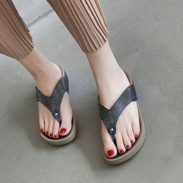 

slippers woman solid women slides wedges comfortable women's casual flip flops female beach shoes ladies non slip plus size 42, Black