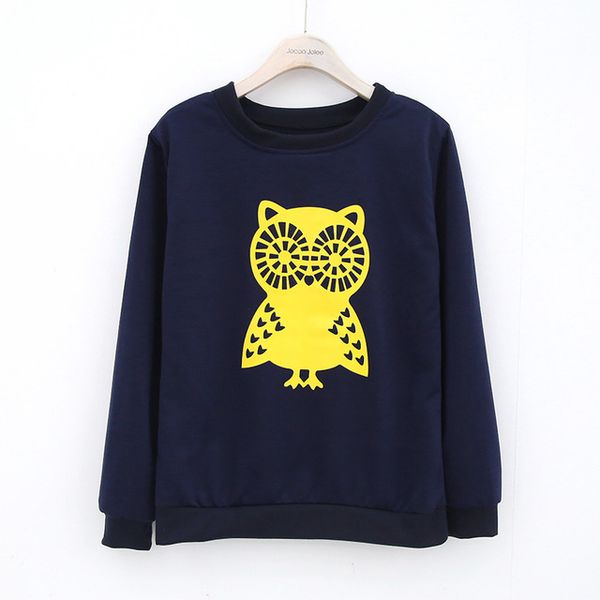 

jocoo jolee o -neck women pullovers owl print casual hoodies sweatshirt fashion new brand street clothing 2018 spring new arrival, Black