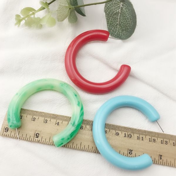 

igu autumn winter large heavy resin hoop earrings women red green blue white geometric circle earrings wholesale, Golden;silver