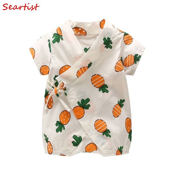 

seartist baby girls boys summer body suit newborns kimono fruit floral print infant rompers newborn japanse korean kimono 30, Blue
