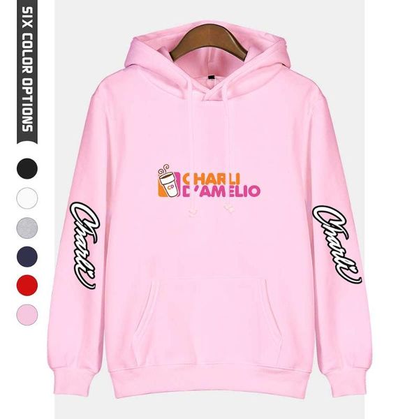 

autumn hooded charli d'amelio hoodies men sweatshirts women fashion autumn hip hop hoodie casual boys girls pink pullovers, Black