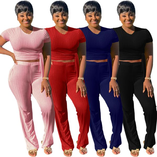 

женщины из двух частей комплекты одежды длинные брюки и crop короткие рукава топ элегантные летние костюмы наряды, White