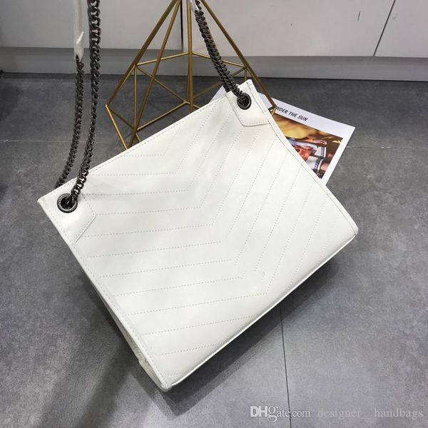 

designer luxury handbag shoulder bag plain fashion classic women lock chainscowhide genuine leather pleated casual tote bag