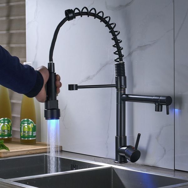 2019 Chrome Oil Rubbed Bronze Kitchen Faucet Led Light Pull