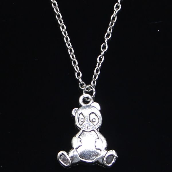 

20pcs new fashion necklace 23x18mm panda bear silver pendants short long women men colar gift jewelry choker