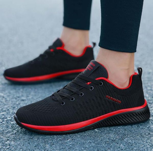 

2019 new mesh men casual shoes lac-up men shoes lightweight comfortable breathable walking sneakers, Black