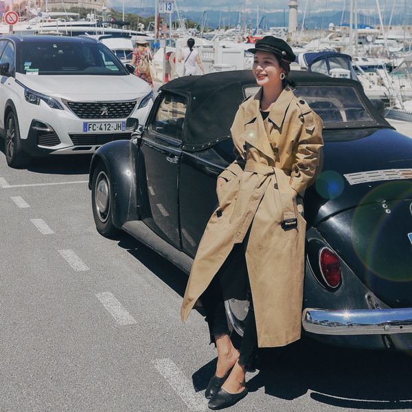 

double-breasted trench coat w260, Tan;black