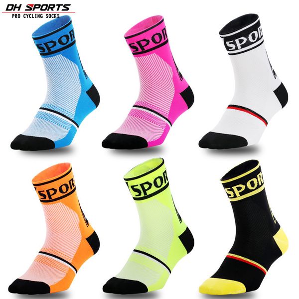 

men women cycling socks non-slip running basketball socks durable breathable compression bike bicycle mtb racing sport, Black