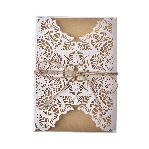 

10pcs laser cut lace wedding invitations cards wedding bridal shower gift greeting card kits event party supplies decor