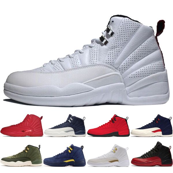 

12 12s gym red bulls mens basketball shoes michigan international flight college navy flu game taxi wolf grey men sports sneakers designer