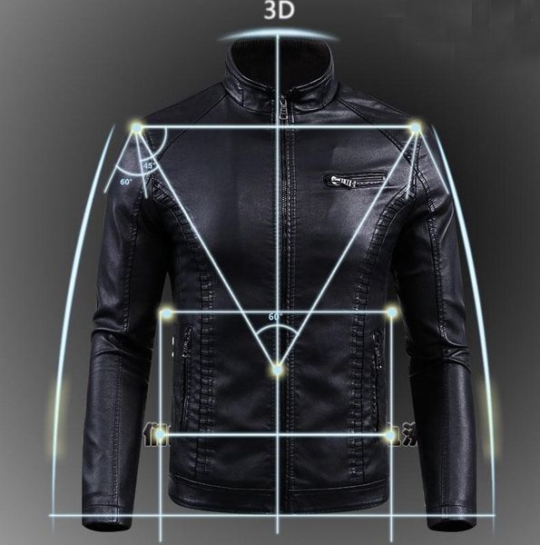 

мужская одежда из кожи мотоцикла тонкий дизайнер-кожа куртки мужские куртки плюс бархат теплой кожи pu кожаная куртка, Black