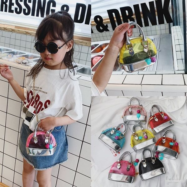 

kids handbags korean fashion baby girls mini priness purses cross-body cute jelly transparent shoulder bags snacks coin bags gifts, White