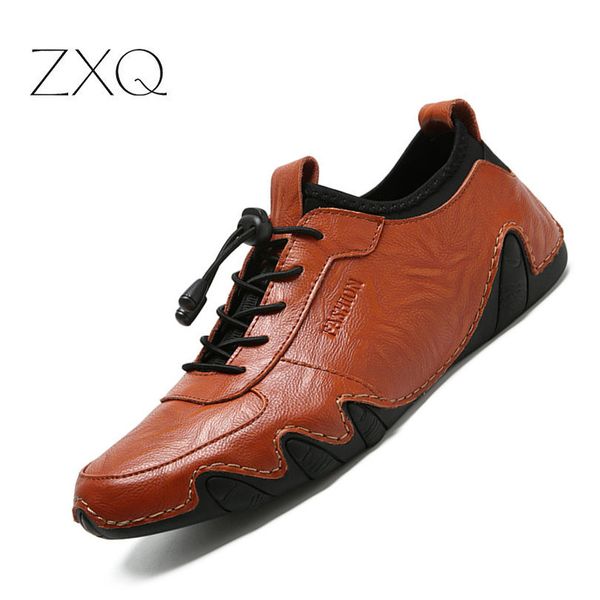 

popular daily genuine leather men casual shoes handmade mens moccasins shoes lace up nature leather men's flats, Black