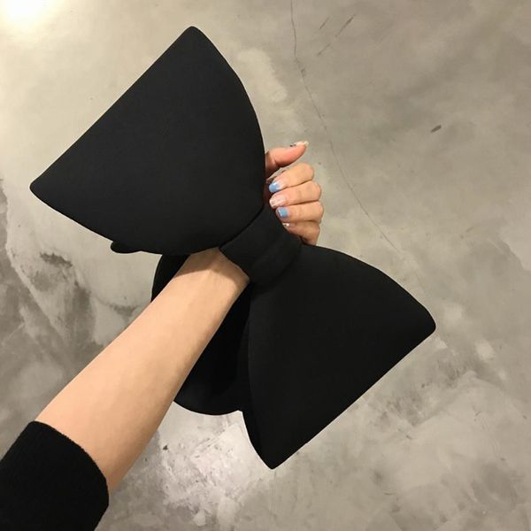 

women handbags bow day clutches bag ladies evening party clutches black handbag shoulder bag(black