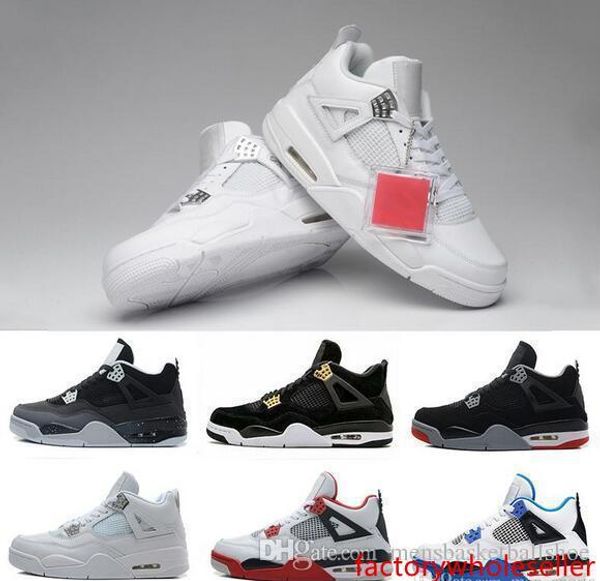 

new 2019 military blue 4 basketball shoes men 4s pure money white cement premium black bred fire red sports sneakers 41-47