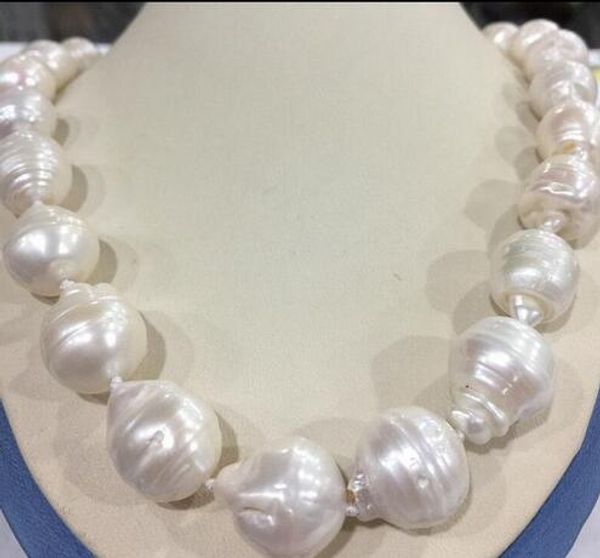 

15 big-23mm baroque pearl necklace disc closure, Silver
