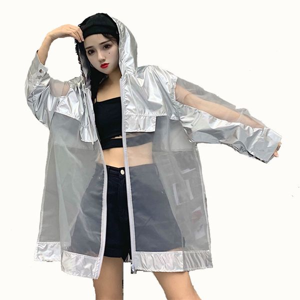 

summer oversize hooded perspective jacket long loose streetwear harajuku coat hoodies summer thin jacket for student, Black;brown