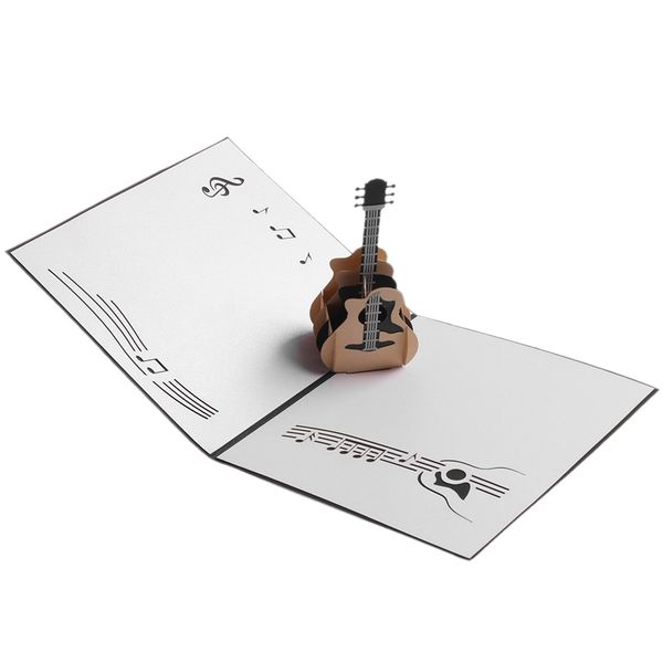

3d -up laser cut old card guitar postcard birthday happy greeting card