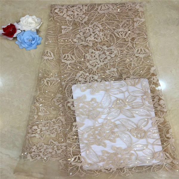 

latest style 2019 african lace fabric with sequins nigerian wedding embroidered french tulle lace material for bridal dress, Black;white