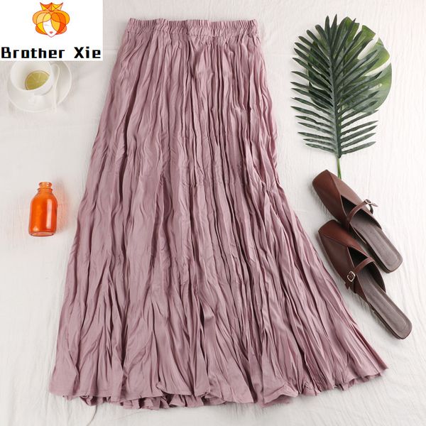 

a62 early autumn new high waist thin retro pleated skirt a-line medium length skirt children's pleated, Black