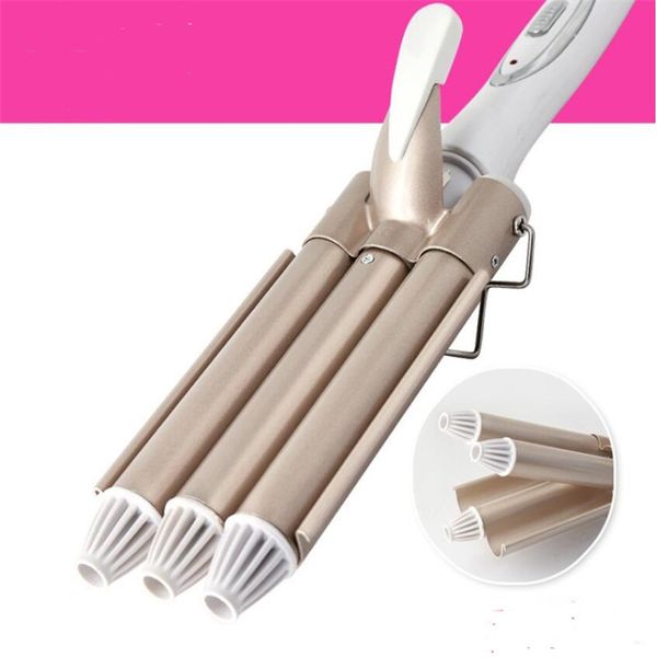 

professional electric fast heat hair waver deep wave curler hair curling salon triple barrel crimp hairstyling roller curl iron