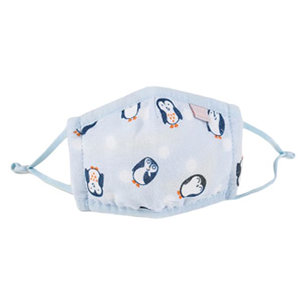 

baby cartoon face mask anti-dust mouth mask earloop washable light blue