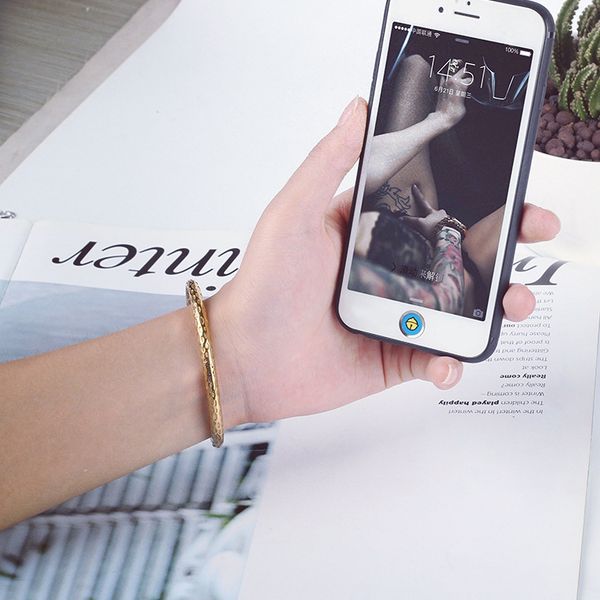 

tide brand 1314 concave dot round bracelet simple all-match open bracelet titanium steel accessories for men and women, Golden;silver