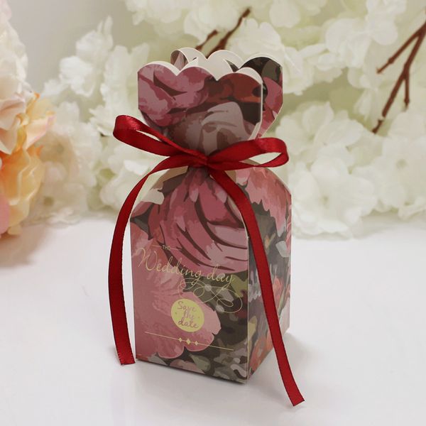 

50pcs floral wedding favour sweet cake candy gift box bags engagement party