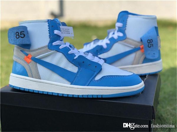 

2018 released originals air 1 unc x white man basketball shoes authentic sports sneakers with box aq0818-148
