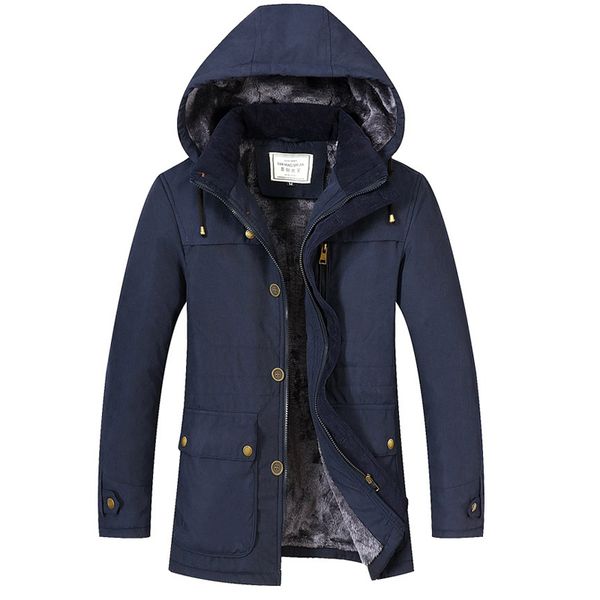 

plus size 4xl winter parka hooded collar outwear mens jackets 125, Black