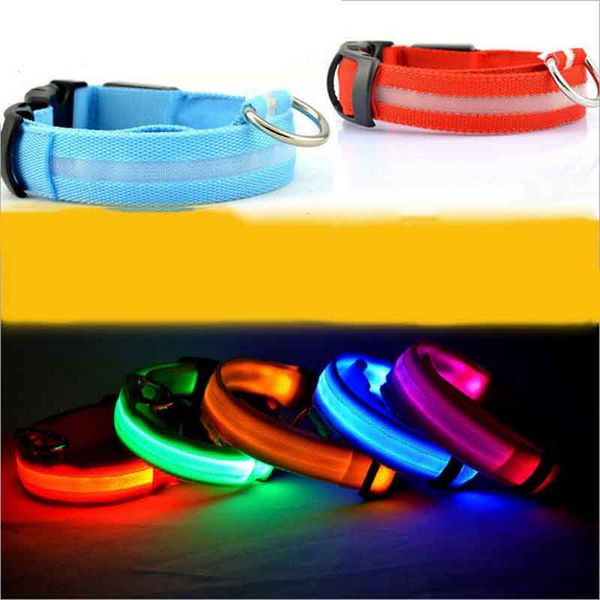 

led nylon pet dog collar night safety led light flashing glow in the dark small dog pet leash dog collar flashing safety collar