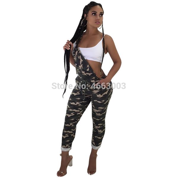 S-XL 2019 Summer Women camouflage Print Sexy Spaghetti Strap Bodycon Casual Party Rompers Club Night Skinny Jumpsuits