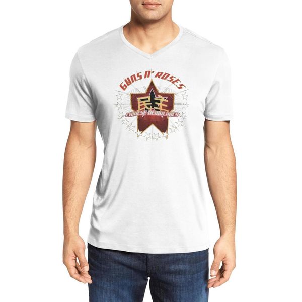 

men's guns n' roses glitter star juniors fashion v-neck t-shirt design personality cotton shirt novel short sleeve detroit 2017 g, White;black