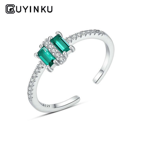 

100% s925 sterling silver ring emerald green zircon gemstone coloured treasure ring female adjustable, Golden;silver