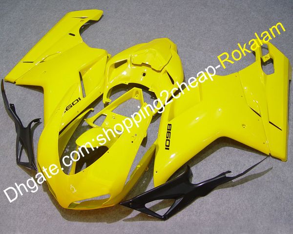 

motorbike bodywork kit for ducati 848 1098 1098s 1198 cowling 07-11 2007 2008 2009 2010 2011 yellow motorcycle fairing (injection molding)