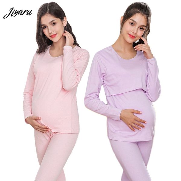 

2018 selling pregnant winter thick loungewear maternity long sleeve pregnancy sleepwear maternity nursing pajamas set, White